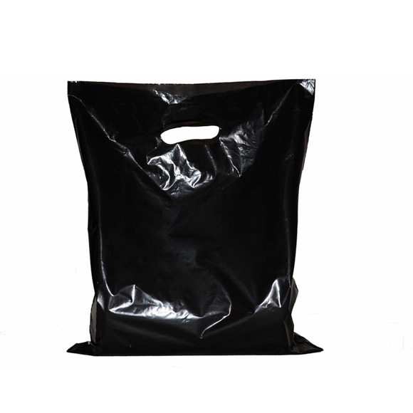 80 pc Merchandise Black Plastic Retail Bags with Handles 9x12 - Picture 2 of 4